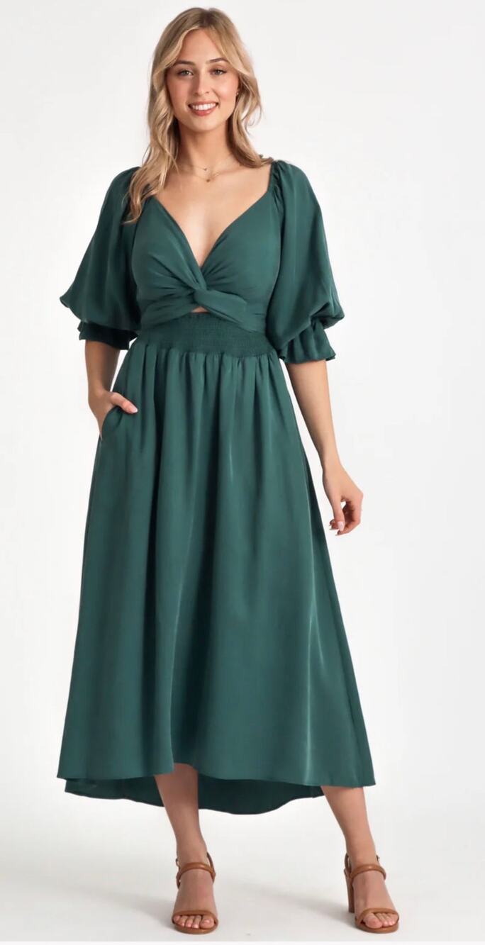 Aulieude Maxi Charlotte Emerald Green Wrap Dress NWT size Medium